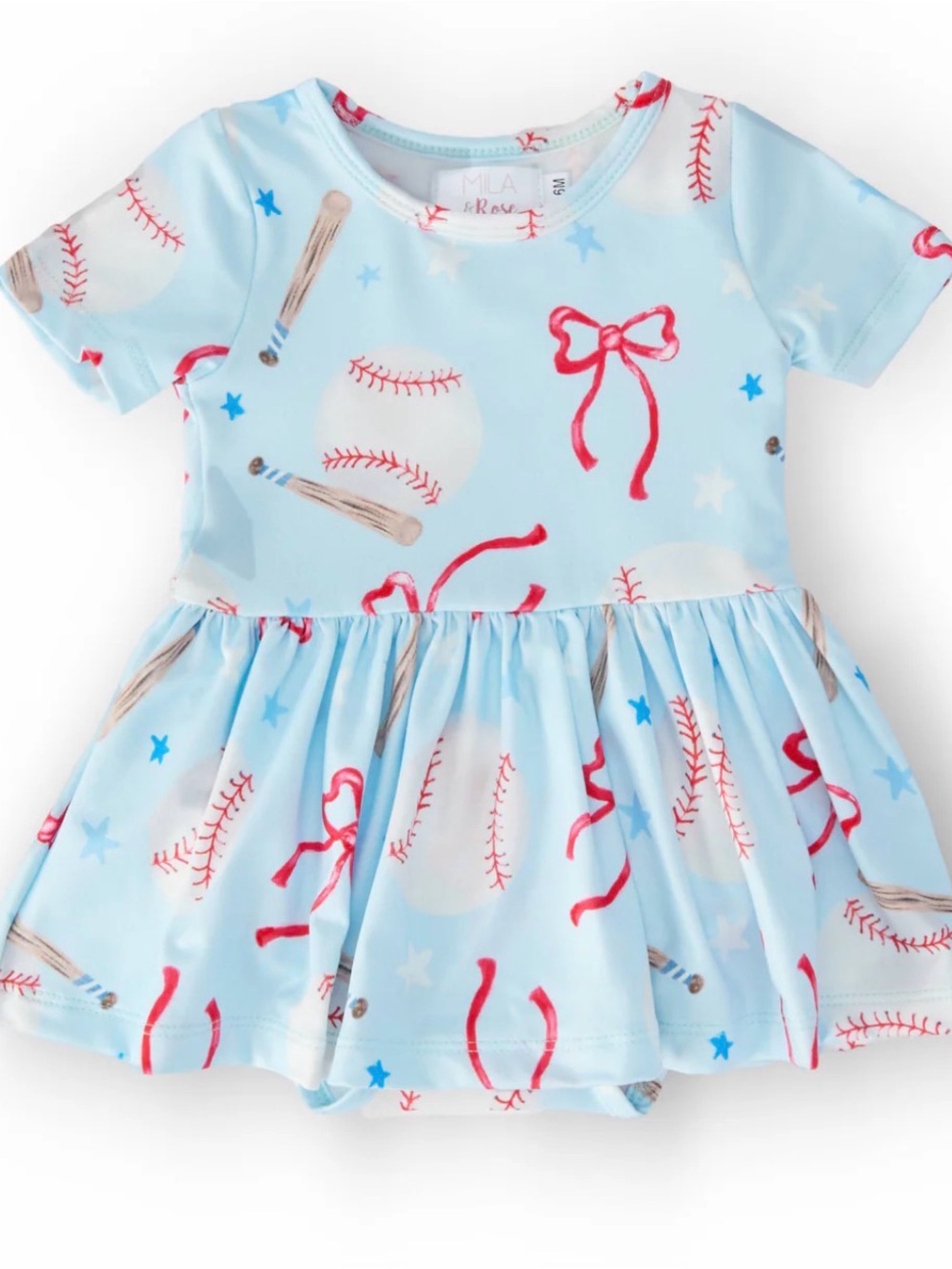 Mila & Rose Baby Blue Baseball Bow Dress
